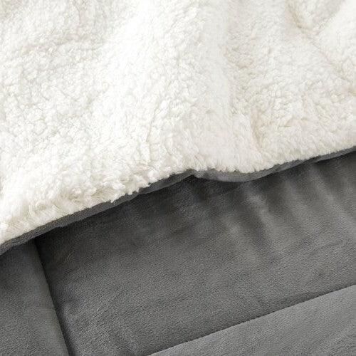 Queen Plush Microfiber Reversible Comforter Set in Grey - PRHOMZ