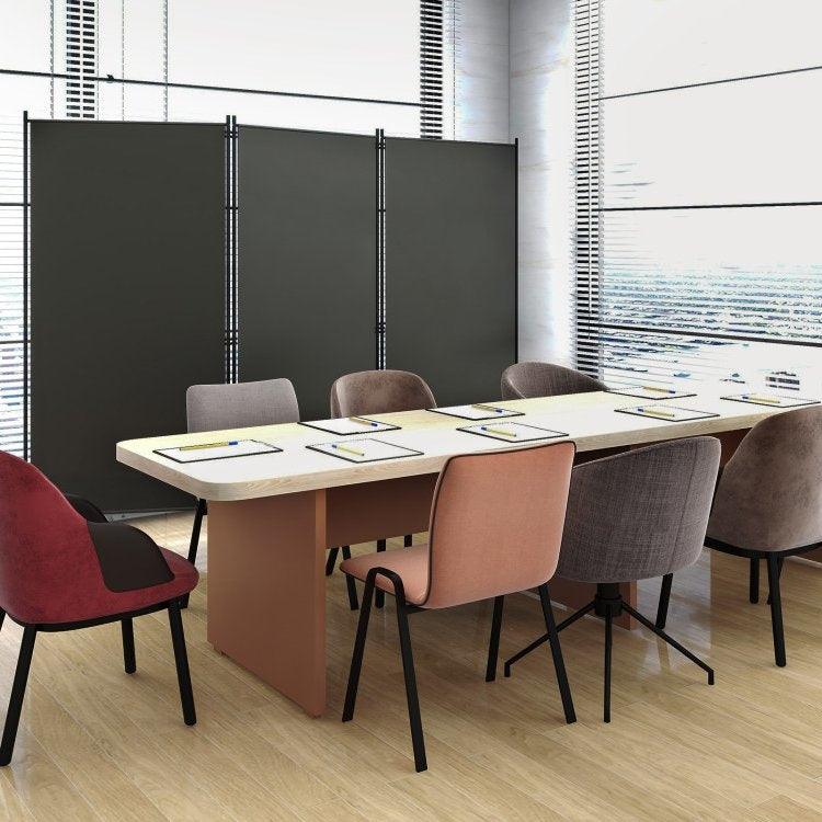 6-Ft Grey 3-Panel Room Divider Screen with Steel Base and Heavy Duty Hinges - PRHOMZ