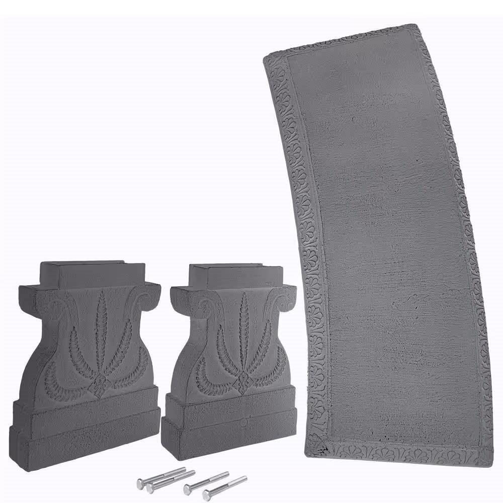 Outdoor Fiber-Clay Garden Bench in Grey Stone Finish - PRHOMZ