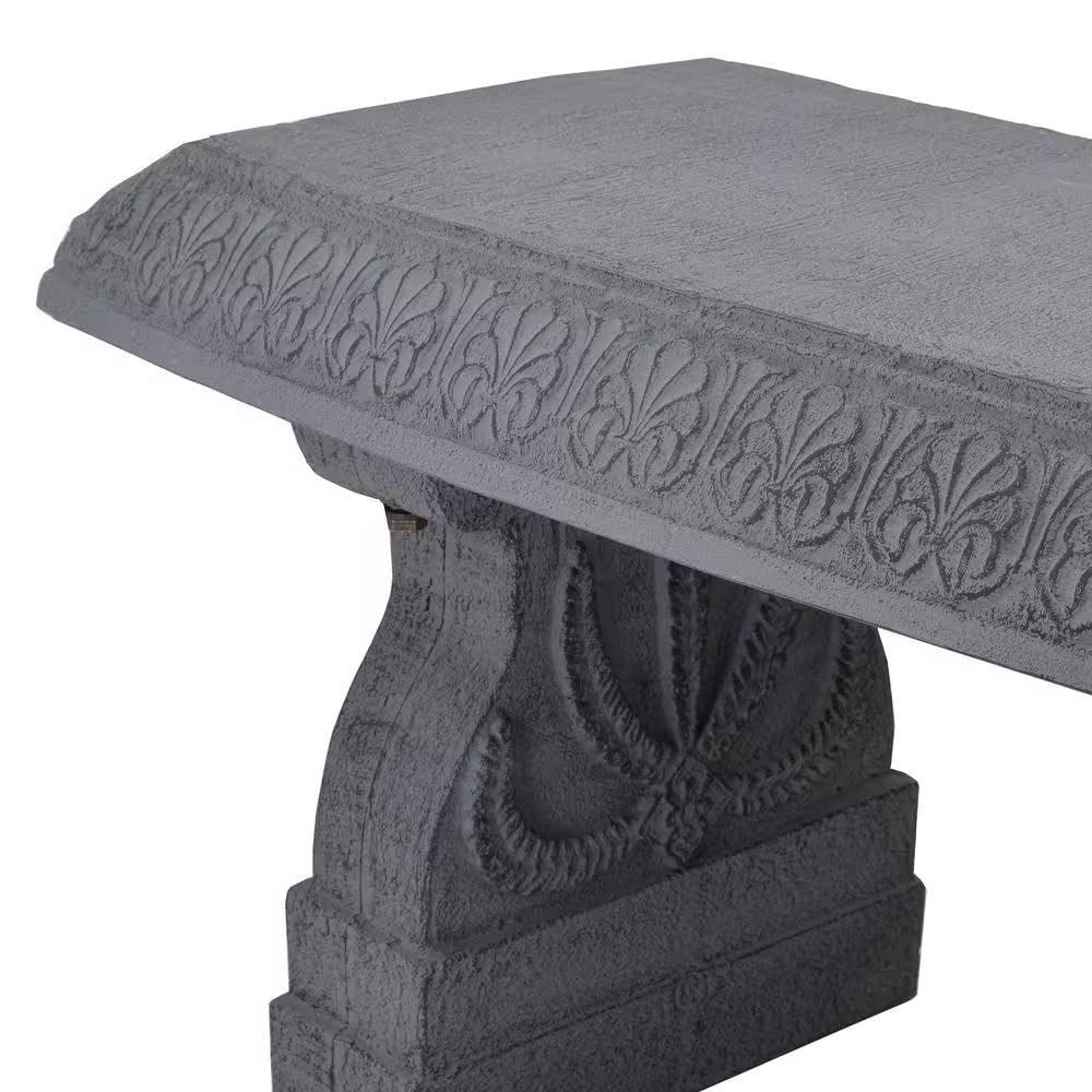 Outdoor Fiber-Clay Garden Bench in Grey Stone Finish - PRHOMZ