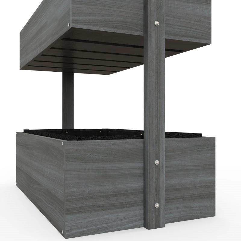 4 Tier Vertical Wooden Planter Box Raised Bed Grey - PRHOMZ
