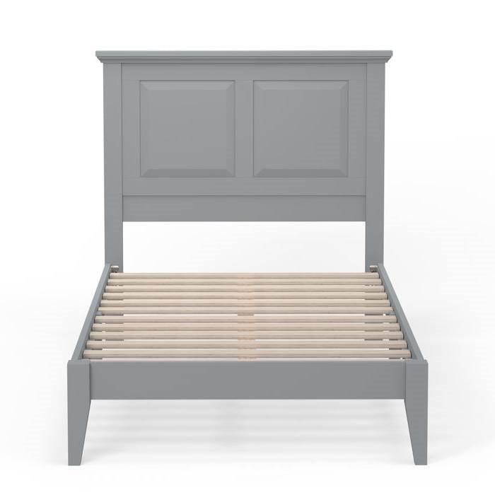 Twin Traditional Solid Oak Wooden Platform Bed Frame with Headboard in Grey - PRHOMZ