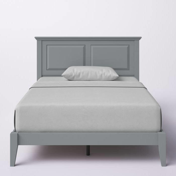 Twin Traditional Solid Oak Wooden Platform Bed Frame with Headboard in Grey - PRHOMZ