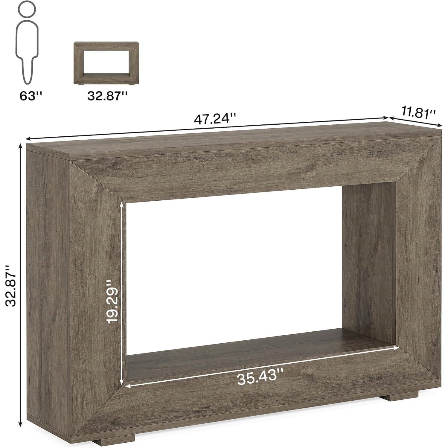 Modern Farmhouse 47-inch Long Entryway / Console Table in Grey Wood Finish-4