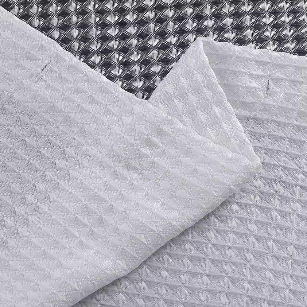 72-inch Grey White Striped Luxurious Textured Polyester Fabric Shower Curtain - PRHOMZ