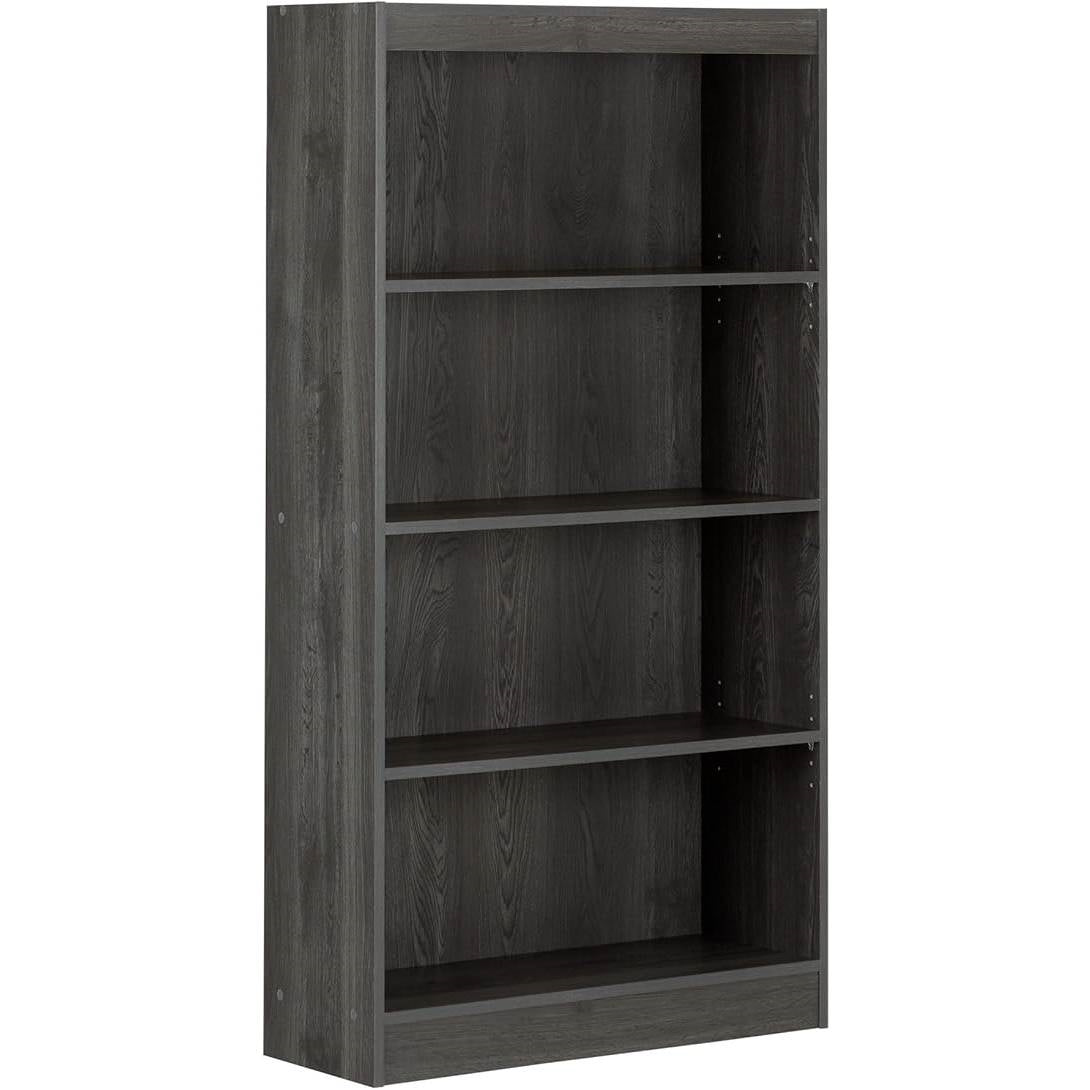 Modern Four Shelf Bookcase in Grey Oak Wood Finish-0