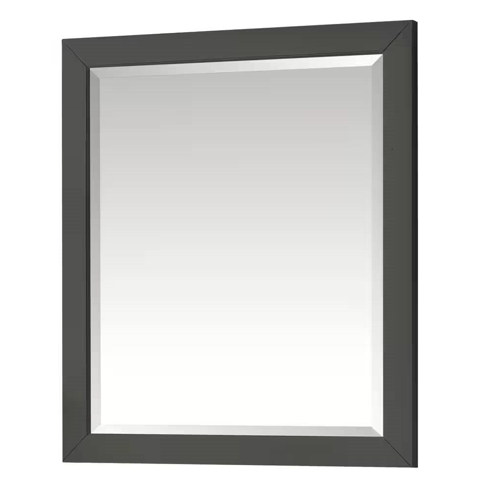 32-in x 28-in Bathroom Wall Mirror with Grey Solid Wood Frame - PRHOMZ