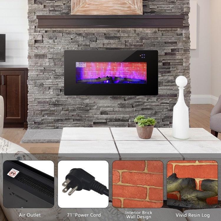 36 in Electric Wall Mounted/Freestanding Fireplace w/ Remote Control - PRHOMZ