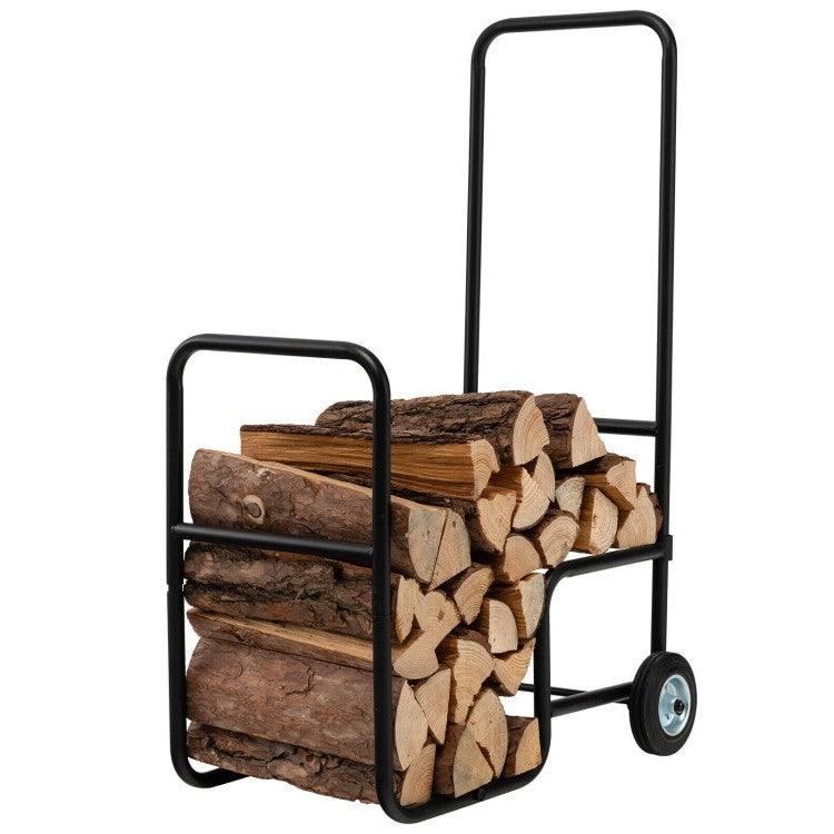 Black Large Firewood Log Cart Carrier - PRHOMZ