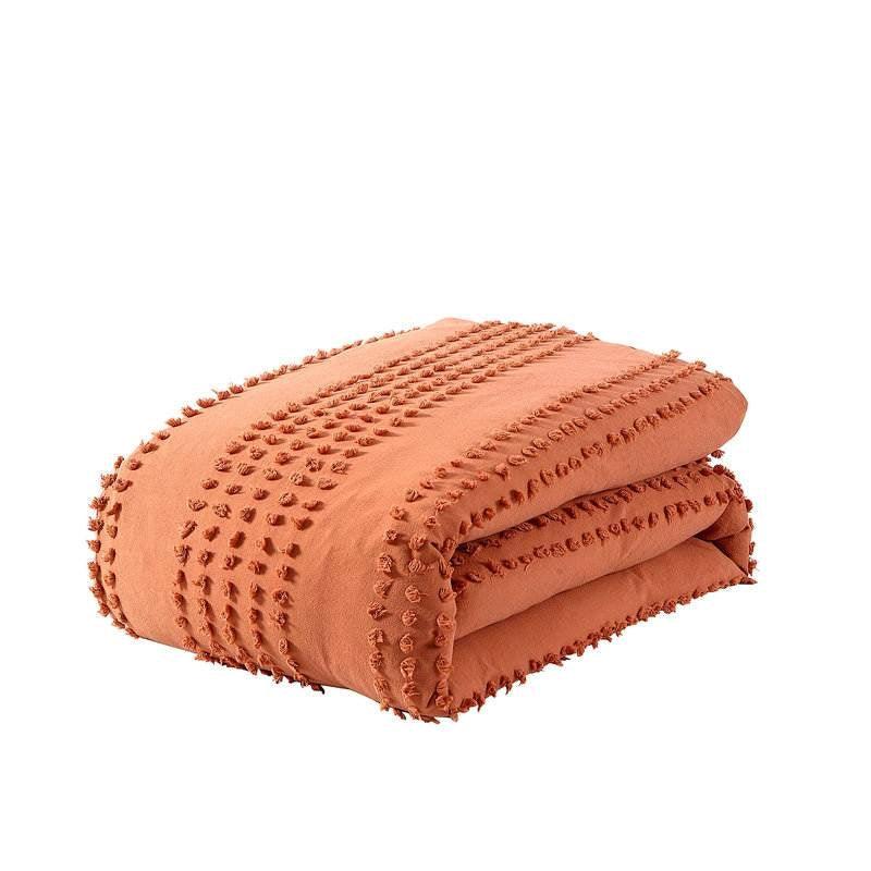 Full/Queen 5-Piece 100-Percent Cotton Clip Dot Comforter Set in Brick Orange - PRHOMZ