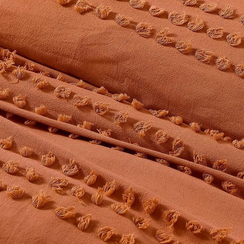 Full/Queen 5-Piece 100-Percent Cotton Clip Dot Comforter Set in Brick Orange - PRHOMZ