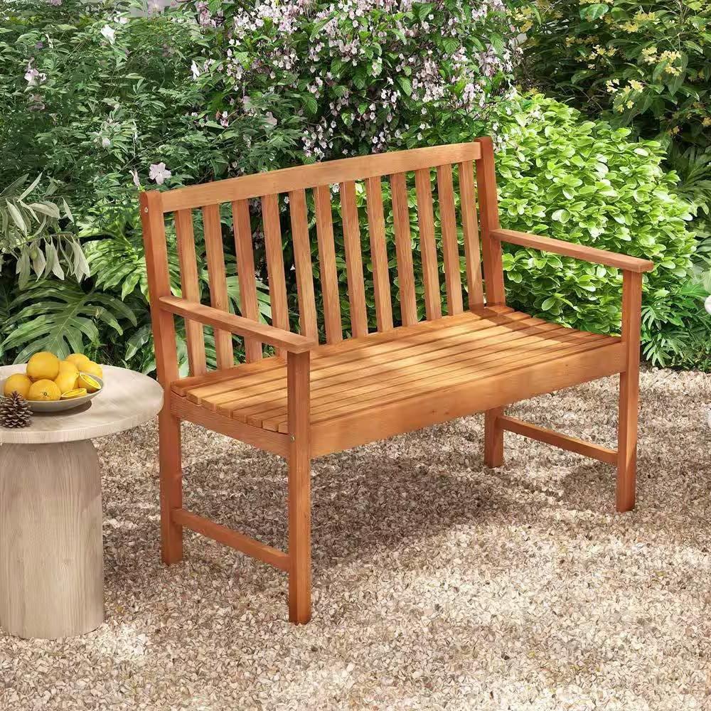 Solid Wood 4-Ft. Outdoor Patio Garden Bench - 800 lbs. Weight Capacity - PRHOMZ