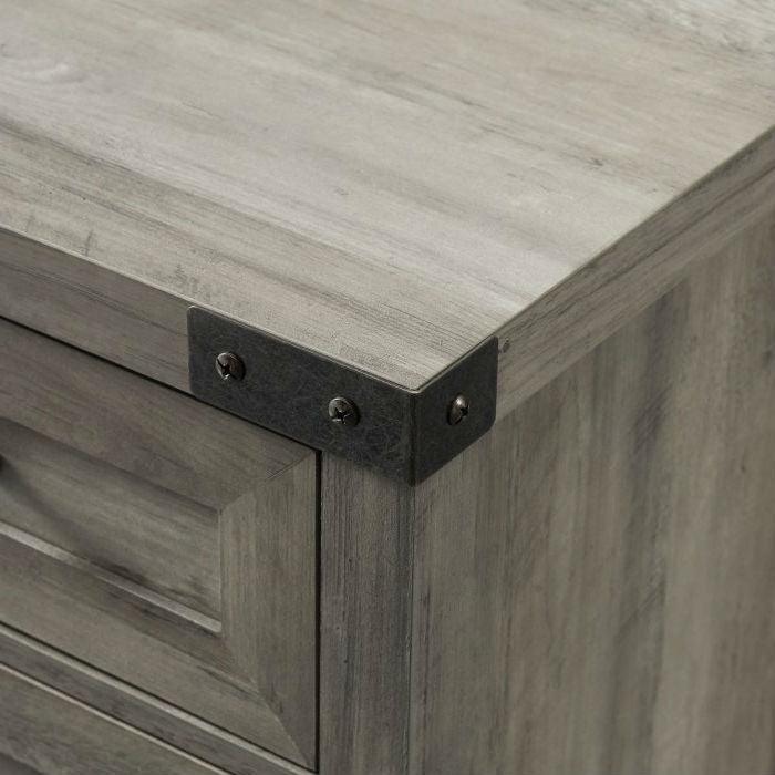 Rustic Farmhouse Barn Door Accent Storage Cabinet Grey Wash - PRHOMZ
