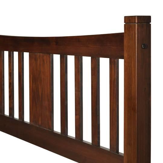 King Farmhouse Style Solid Wood Platform Bed Frame with Headboard in Cherry - PRHOMZ
