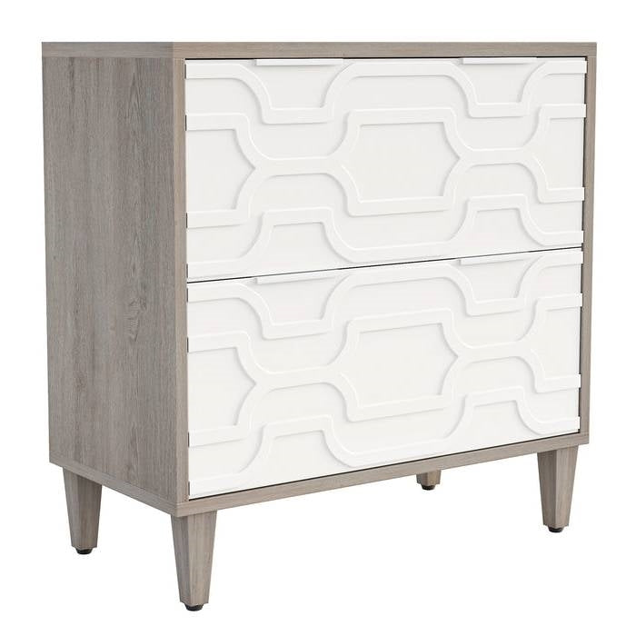 Modern Grey/White Wood 2 Drawer Filing Cabinet Printer Stand-0