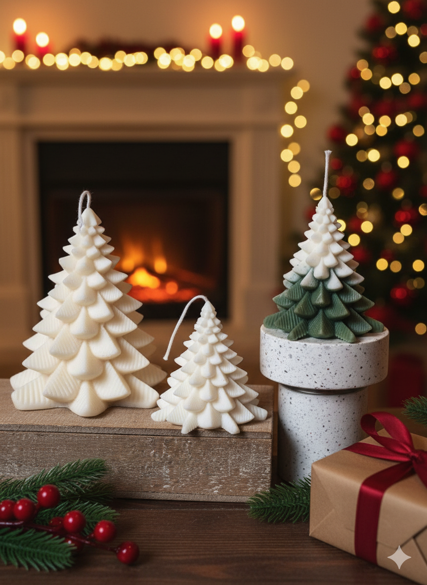 Christmas Fir Tree Candles | Festive Holiday Decor