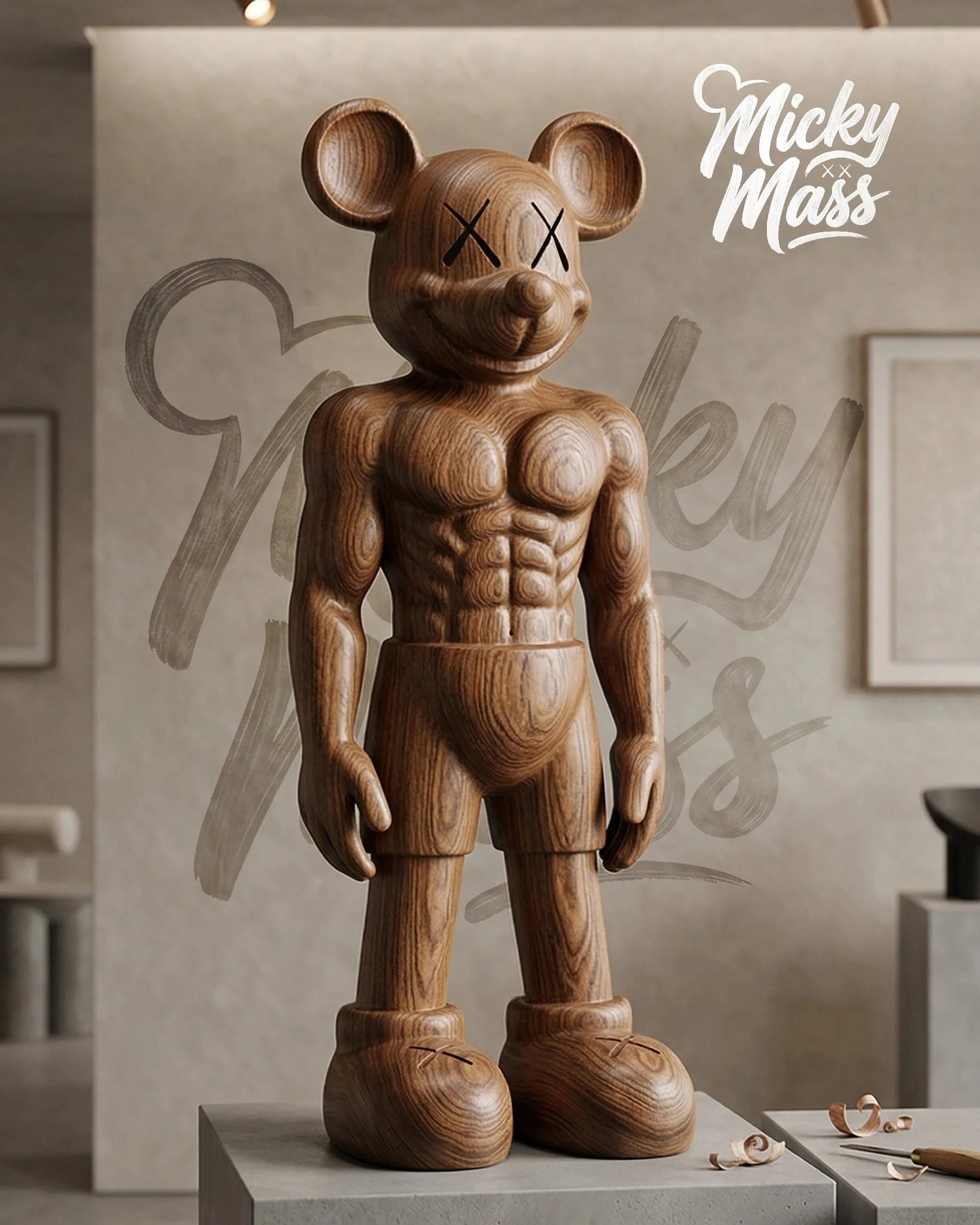 MickyMass Solid Wood Collectible Art Figure