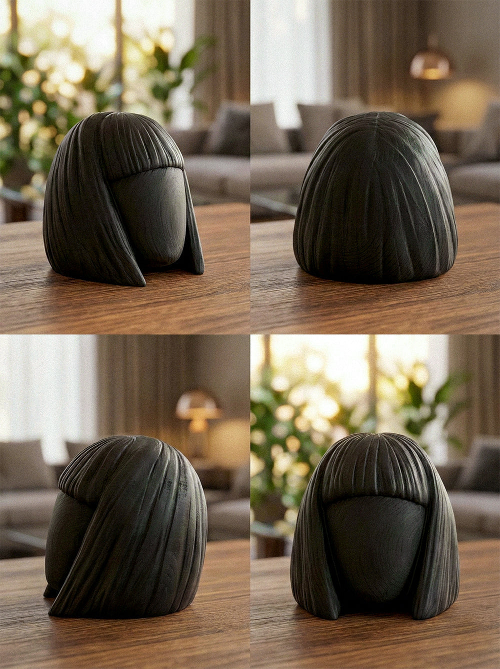 Wooden Women Head Sculpture