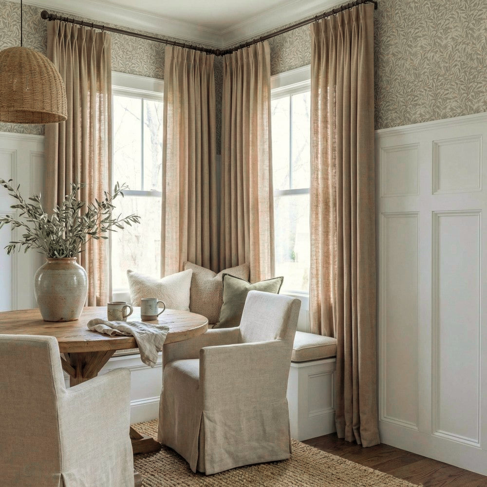 Grasso Green 100% Linen Sheer Curtains