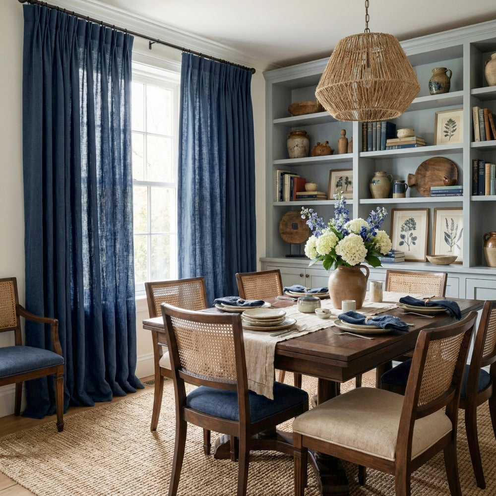 Grasso Green 100% Linen Sheer Curtains