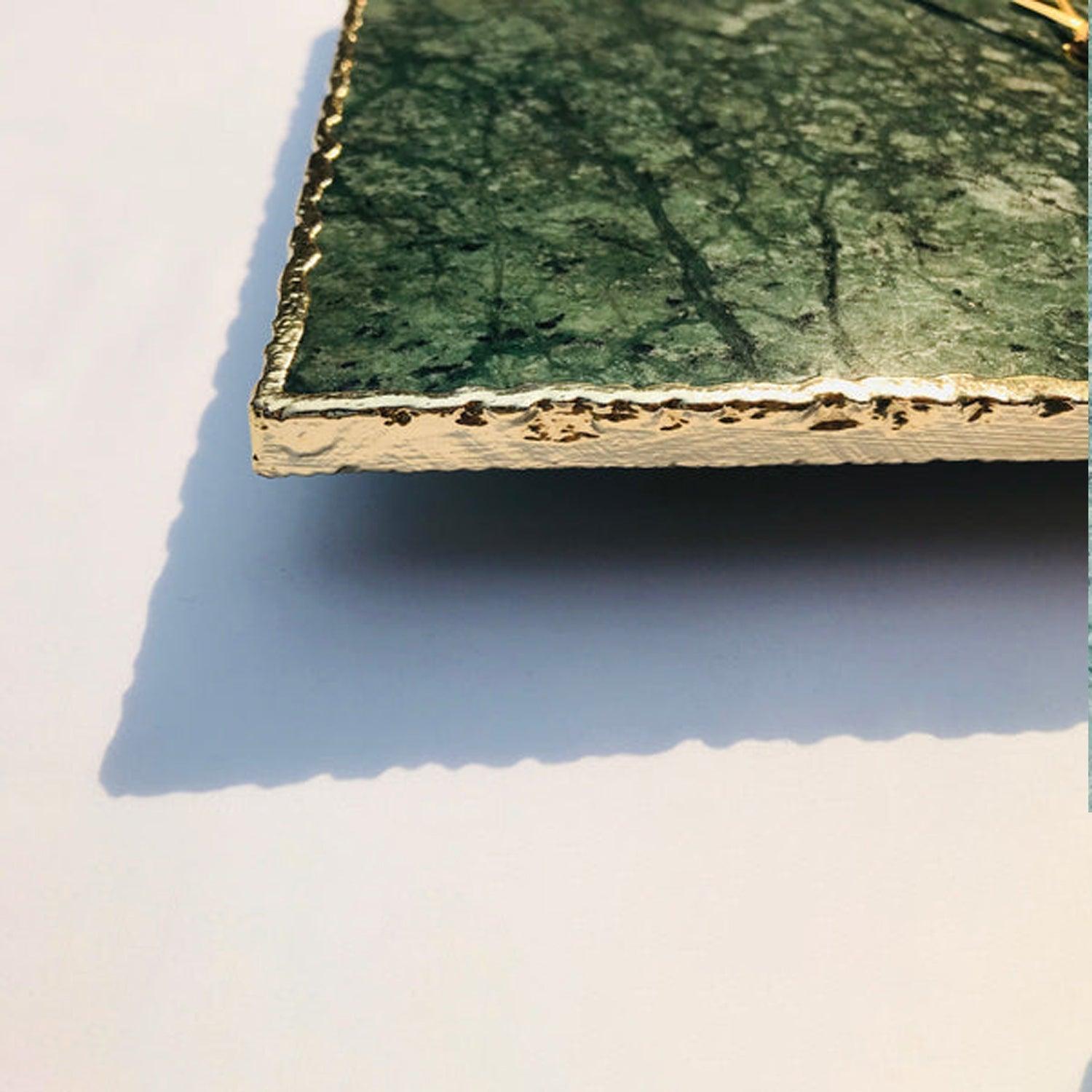 Green Marble Large Wall Clock/Personalised Momento - PRHOMZ