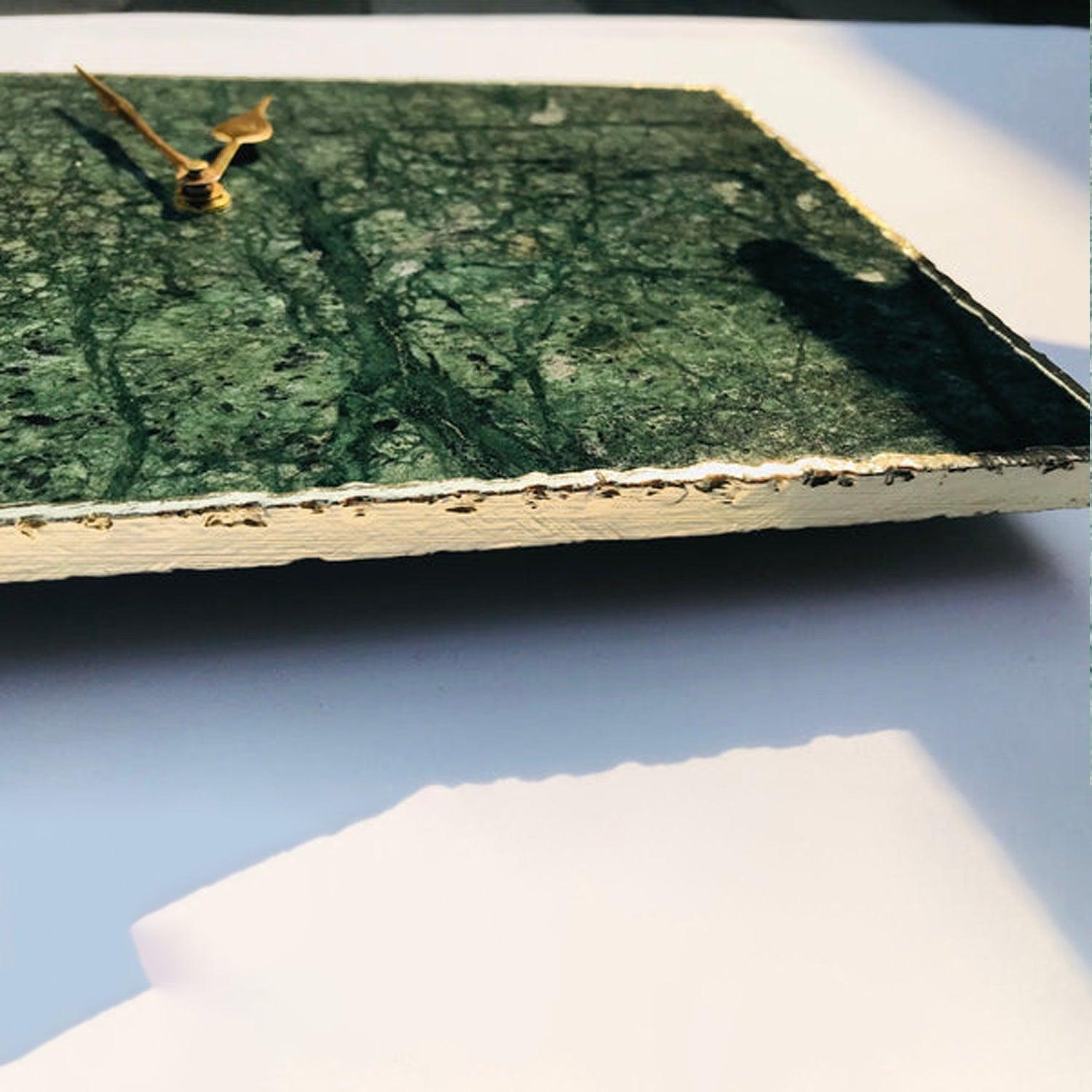 Green Marble Large Wall Clock/Personalised Momento - PRHOMZ