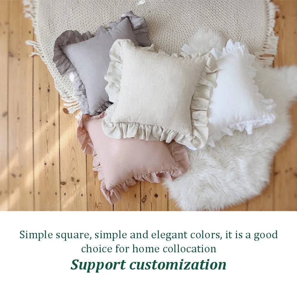 Linen Ruffle Pillowcases Home Decor