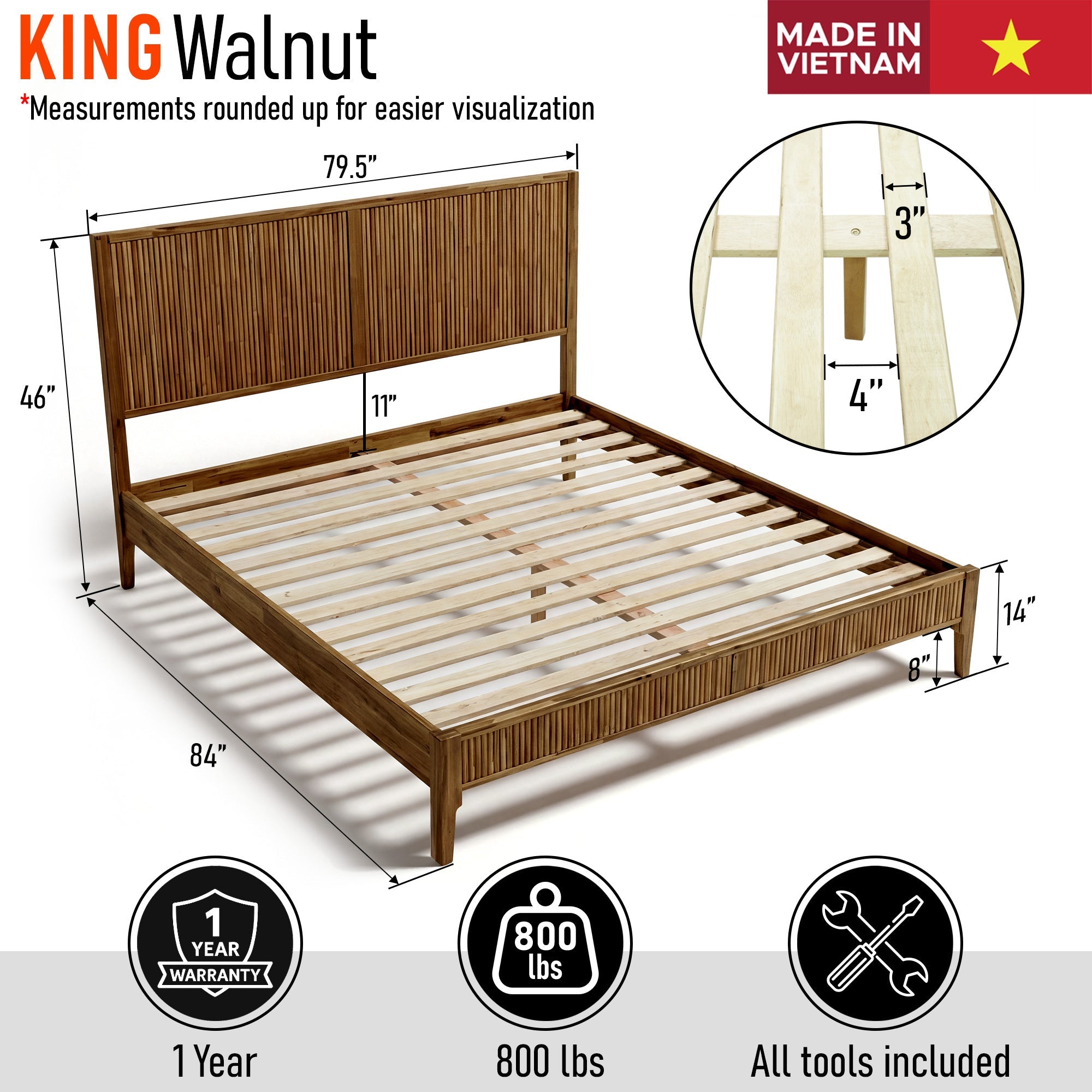 Bosk Solid Wood Bed Frame