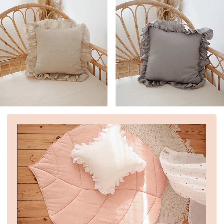 Linen Ruffle Pillowcases Home Decor