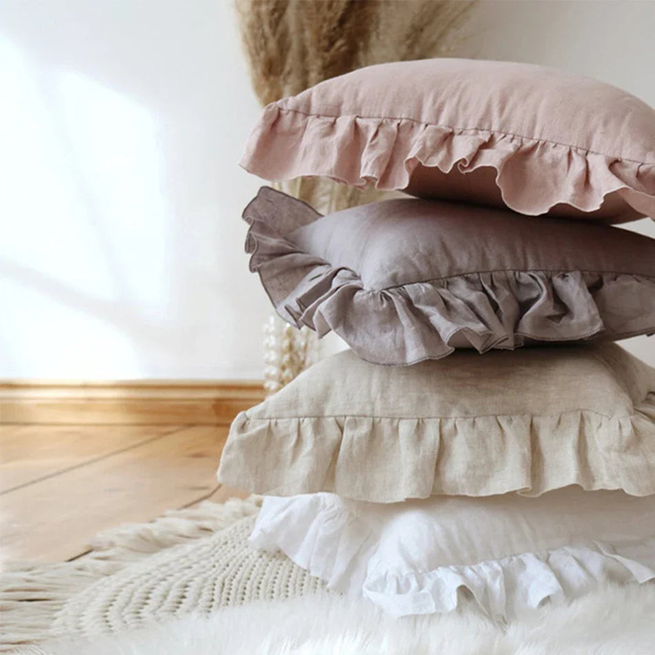 Linen Ruffle Pillowcases Home Decor