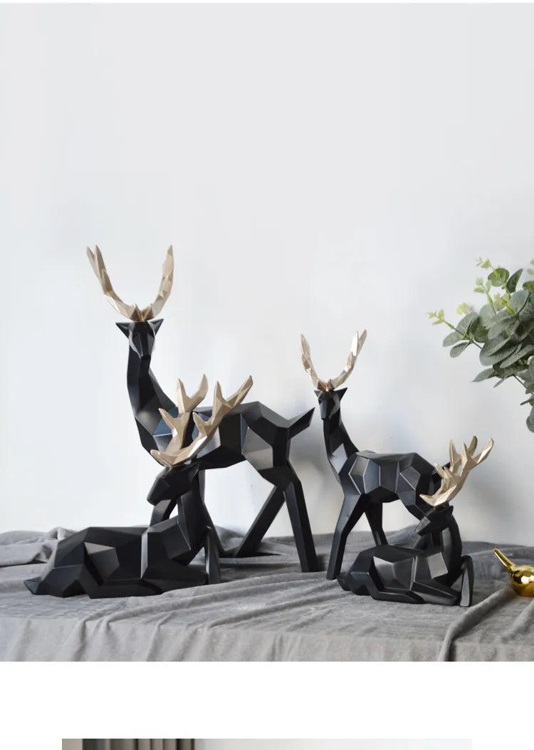 Nordic Elegance: White Resin Deer Statue for Chic Home Decor-3