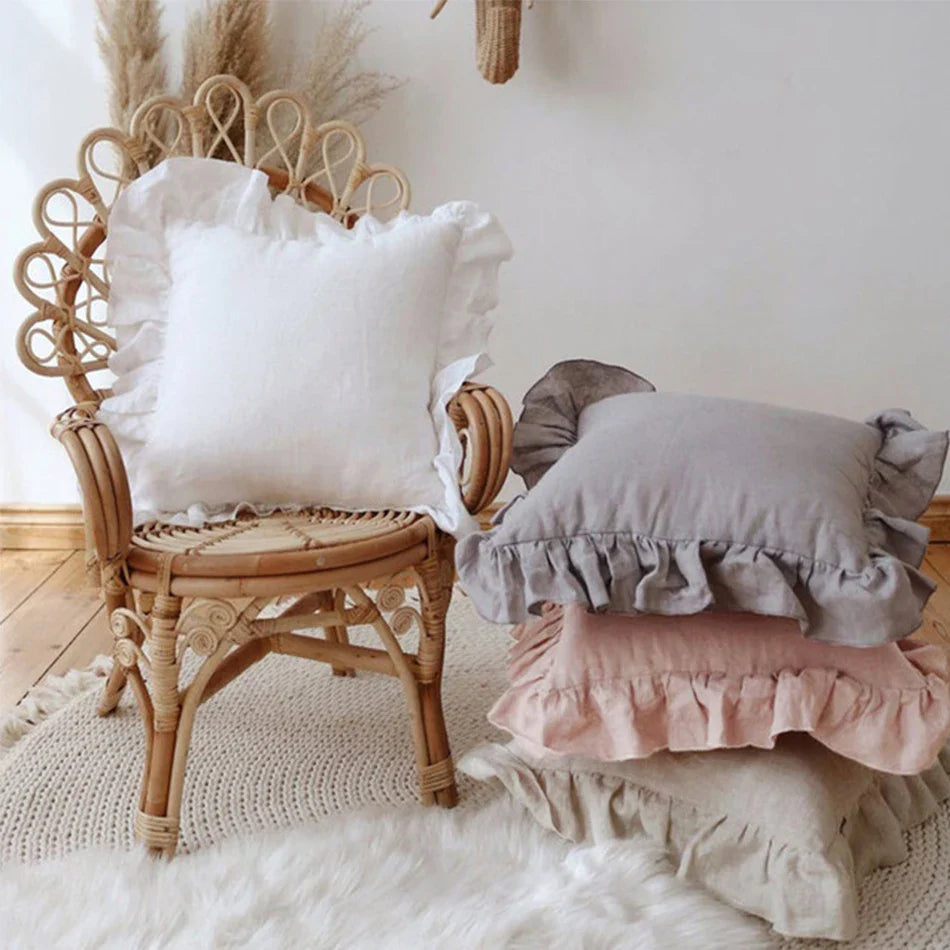 Linen Ruffle Pillowcases Home Decor