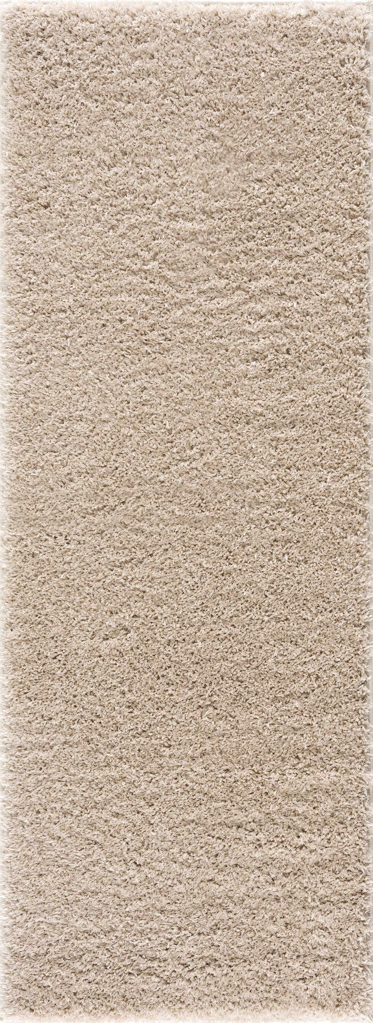 Faina Solid Beige Shag Rug Washable