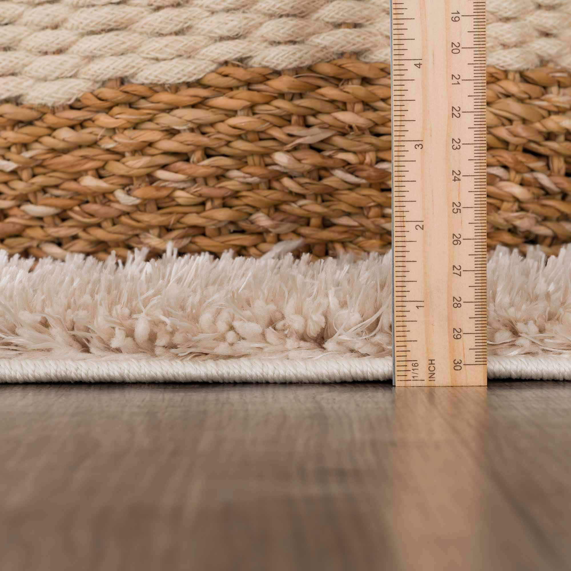 Faina Solid Beige Shag Rug Washable