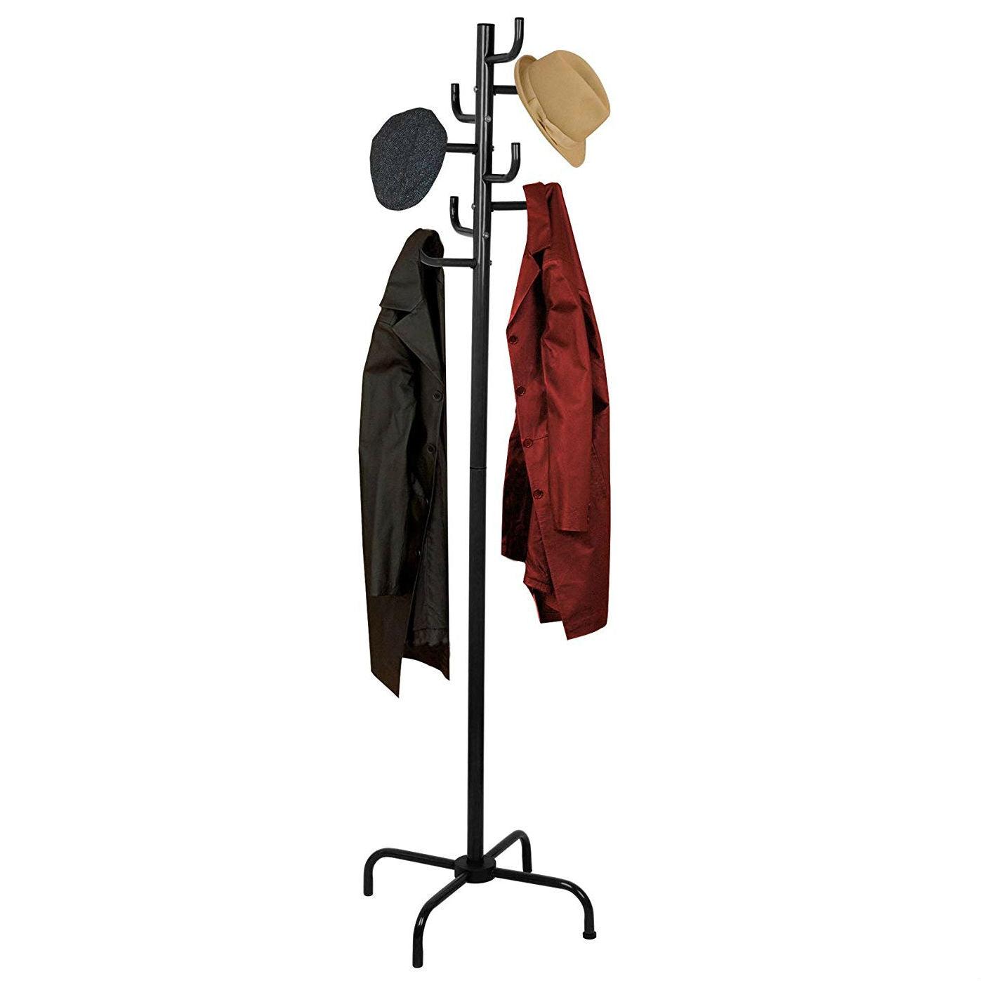 Black Metal Coat Rack Entry Hall Tree Hat Rack - PRHOMZ