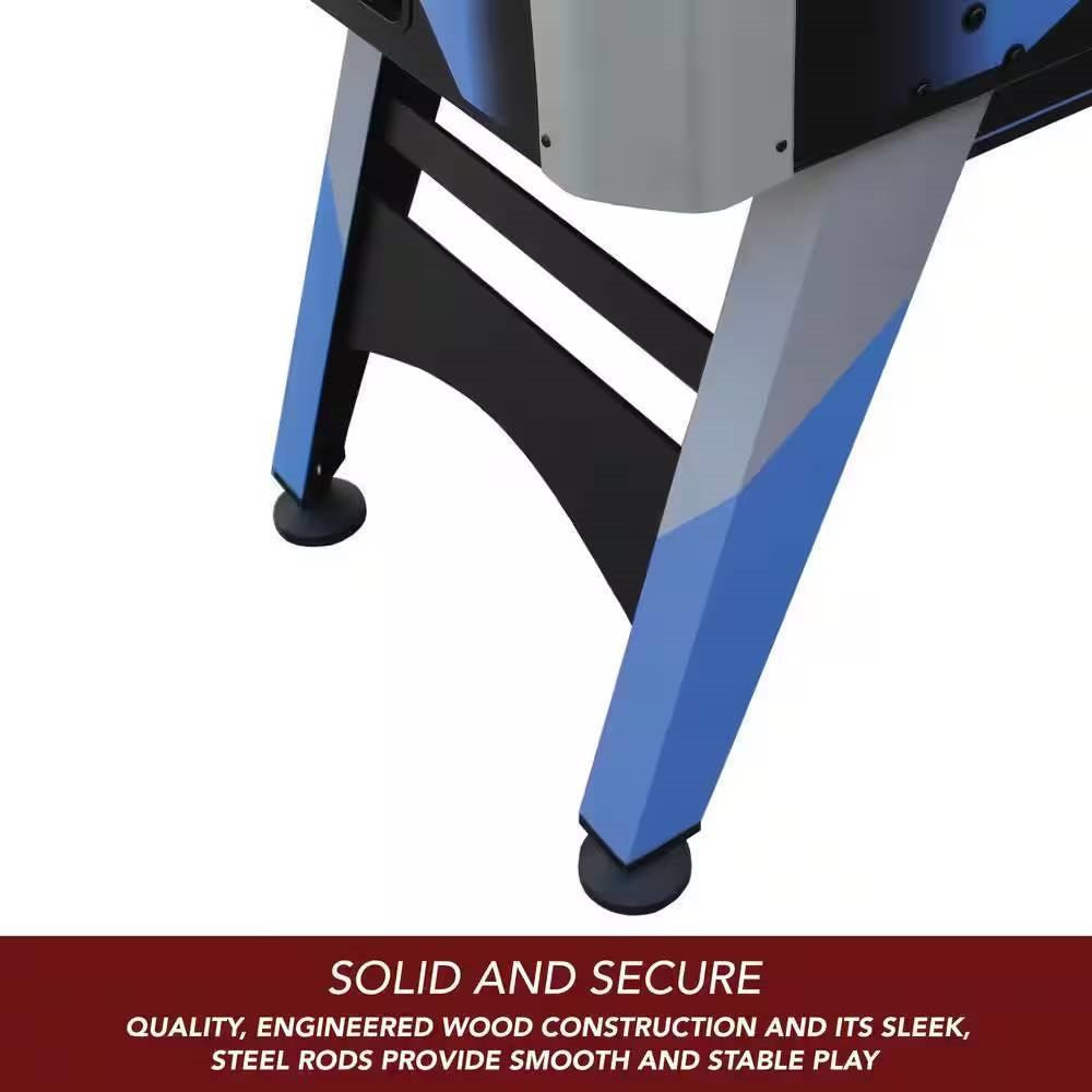 Blue Grey Black 4-foot Foosball Table with Abacus Scorers and 2 Balls - PRHOMZ