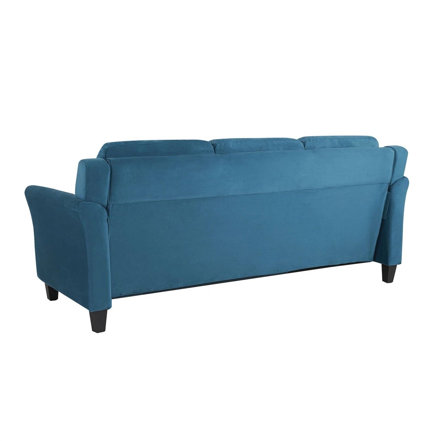 Modern 3-Seater Upholstered Sofa in Blue Microfiber with Button Tufted Cushions-4