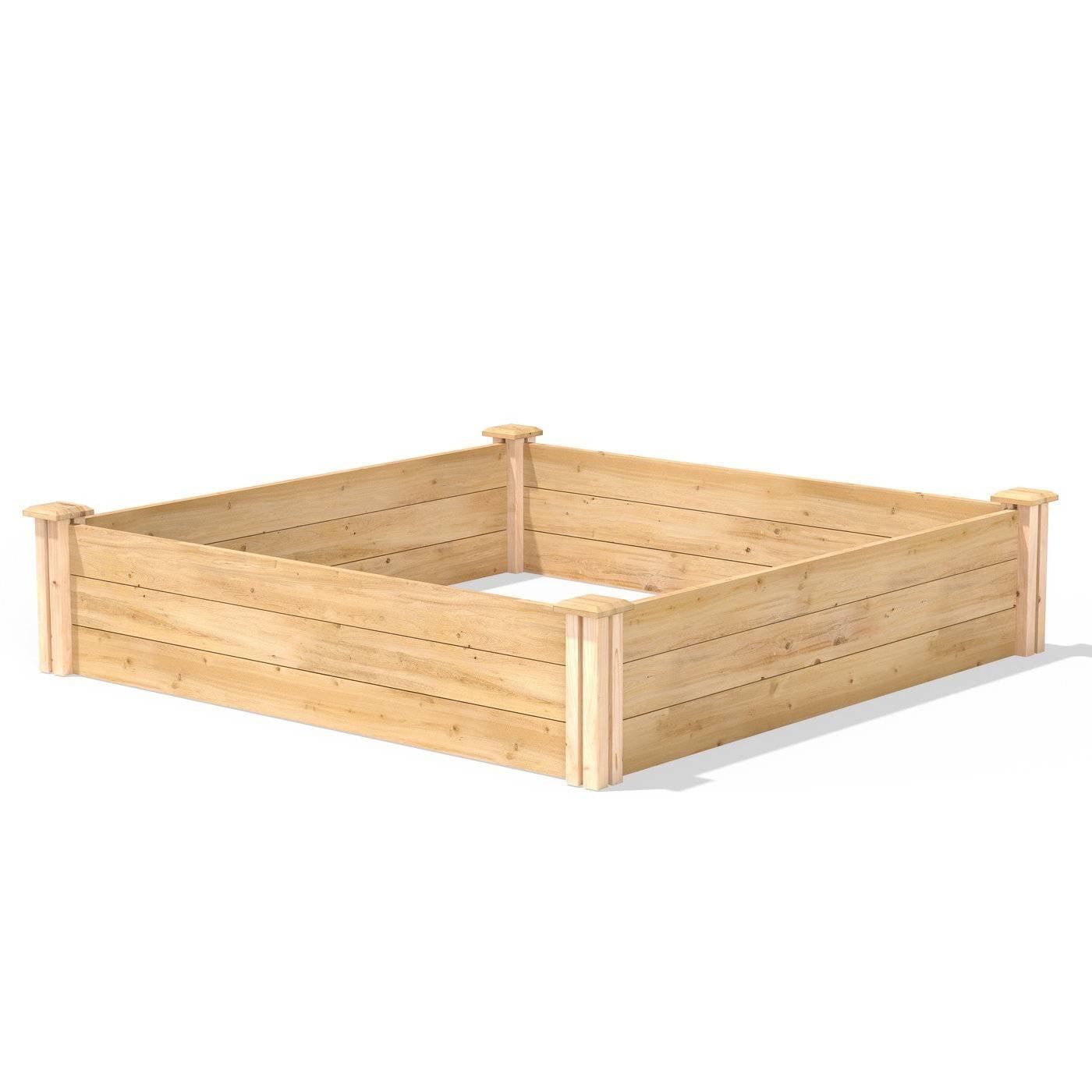 4ft x 4ft Outdoor Cedar Wood Raised Garden Bed Planter Box - Made in USA - PRHOMZ