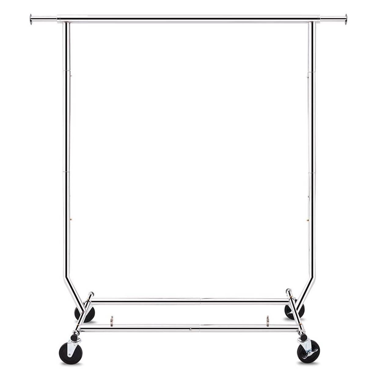Heavy Duty Metal Clothing Garment Rack with Lockable Wheels - 250 lbs. Capacity - PRHOMZ