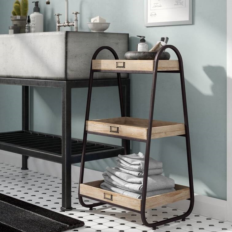 Industrial Freestanding 3-Tier Bathroom Storage Shelving Unit-4