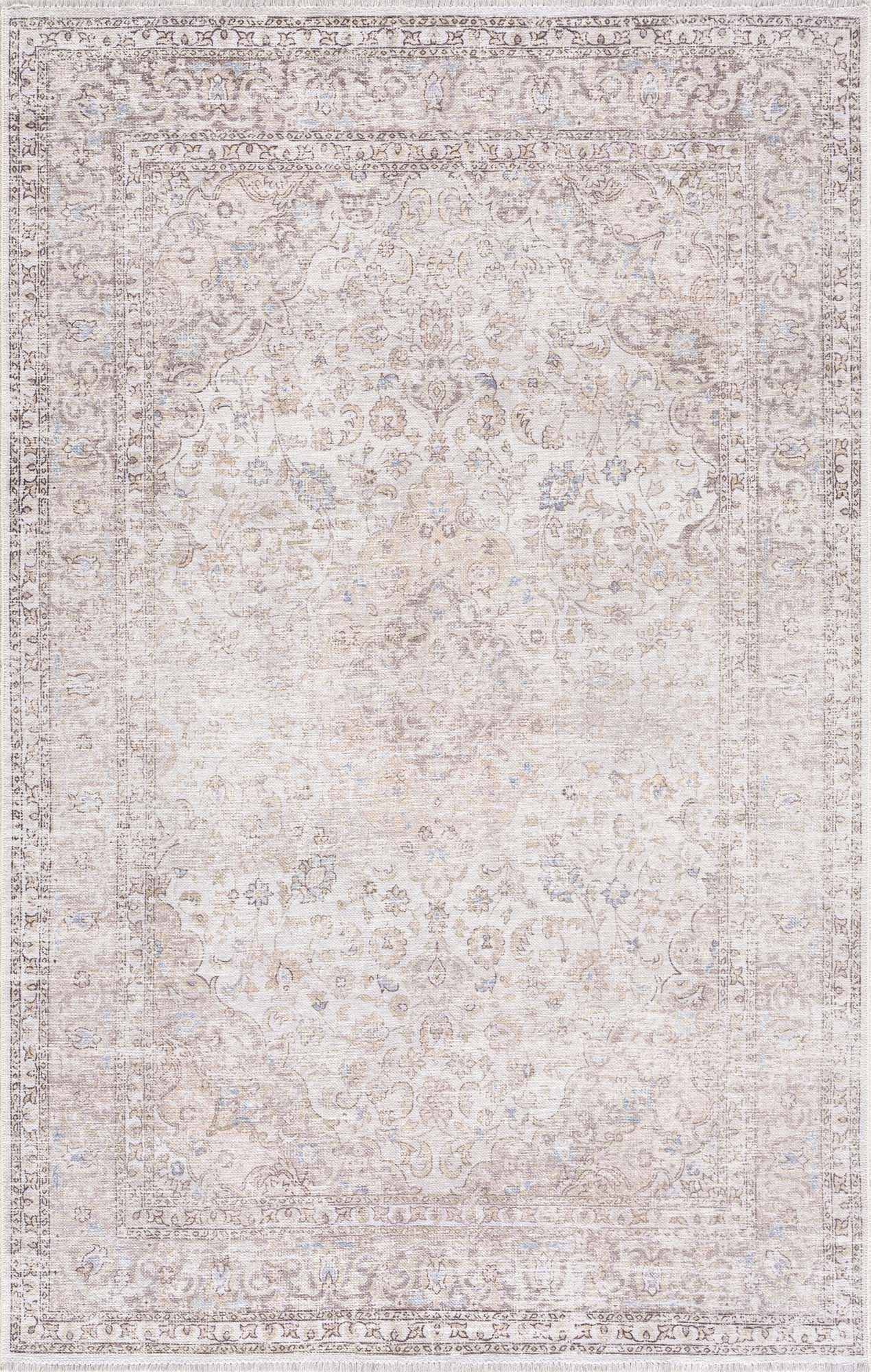 Cream Holi-2301 Washable Area Rug - PRHOMZ