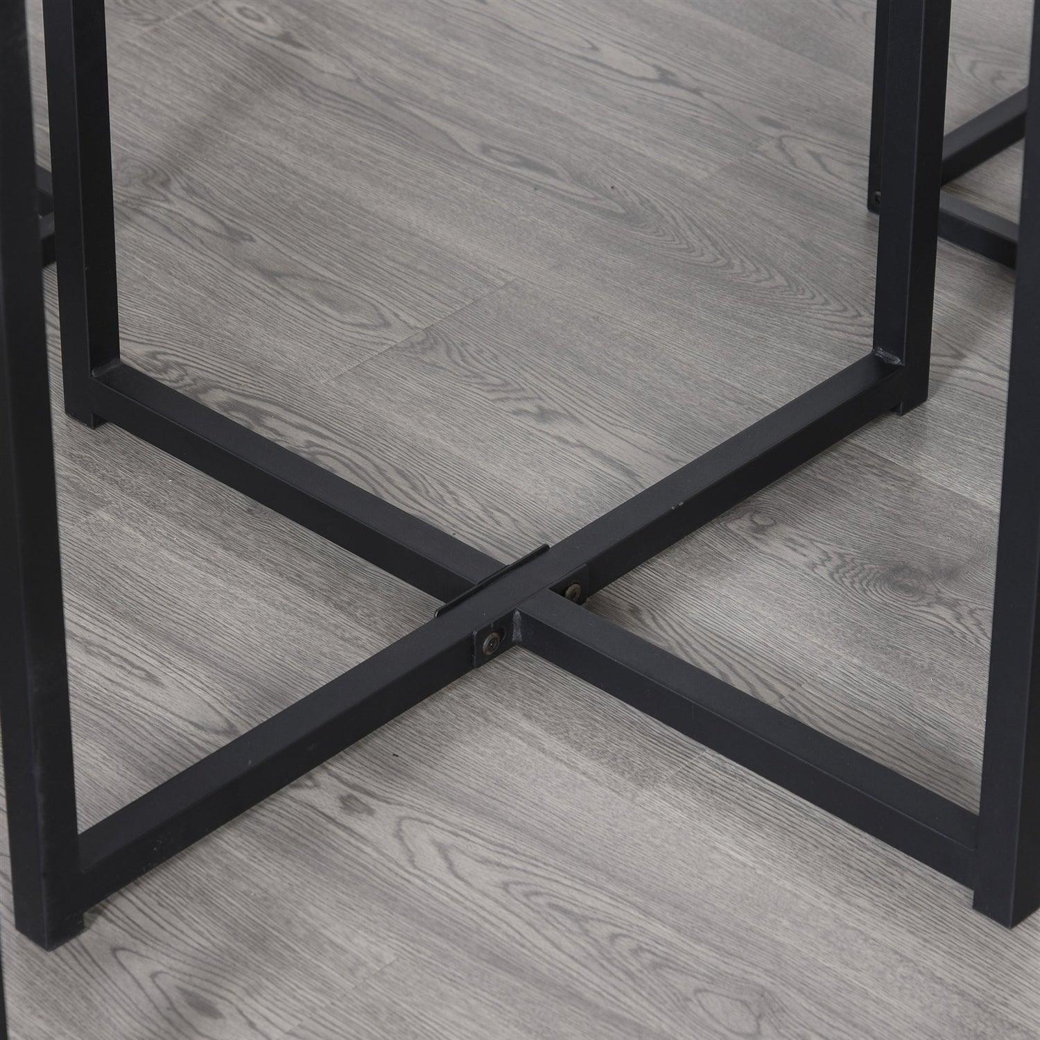 Farmhouse 5 Piece Square Walnut Wood Steel Kitchen Dining Set - PRHOMZ