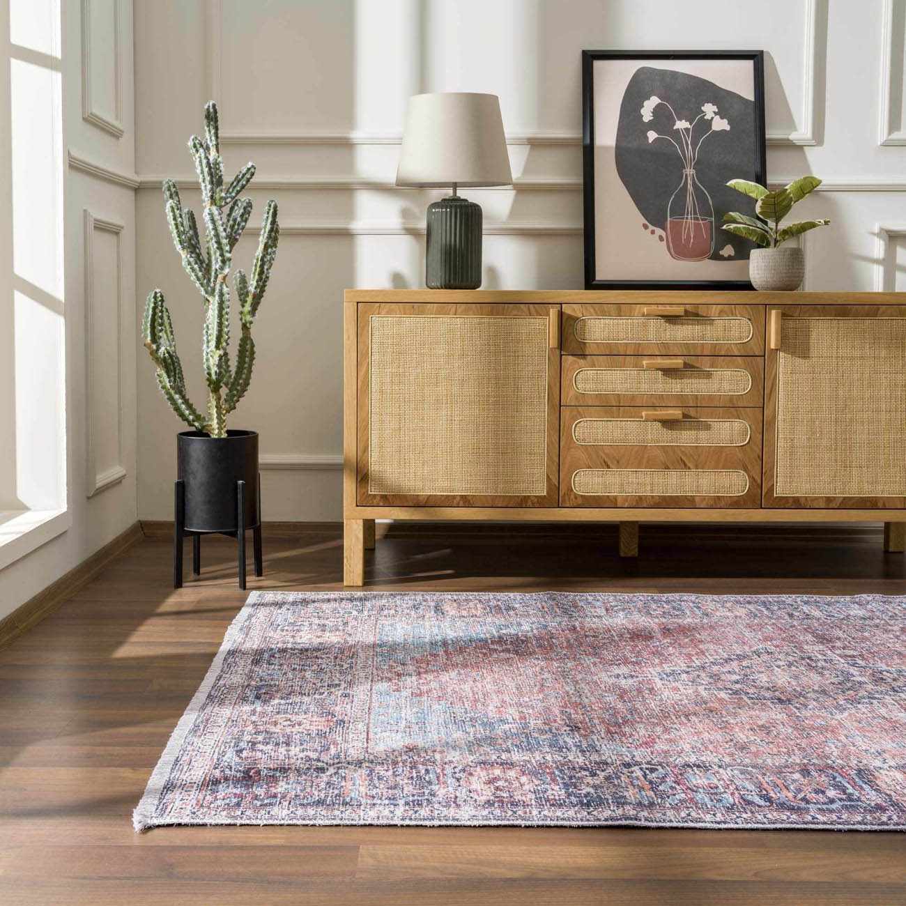 Blue Burgundy Holi-2302 Washable Area Rug - Clearance-2