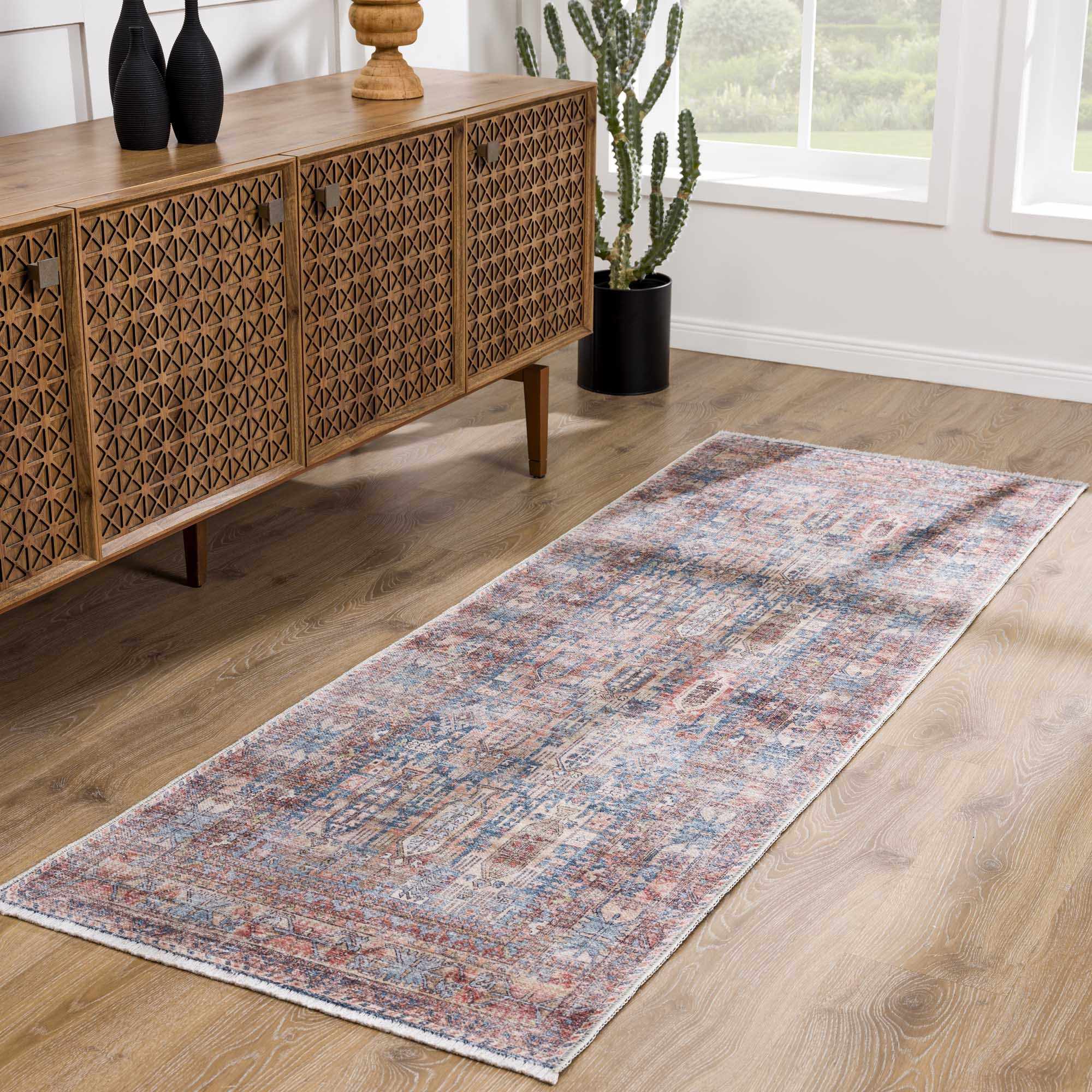 Burnt Orange Holi-2300 Washable Area Rug