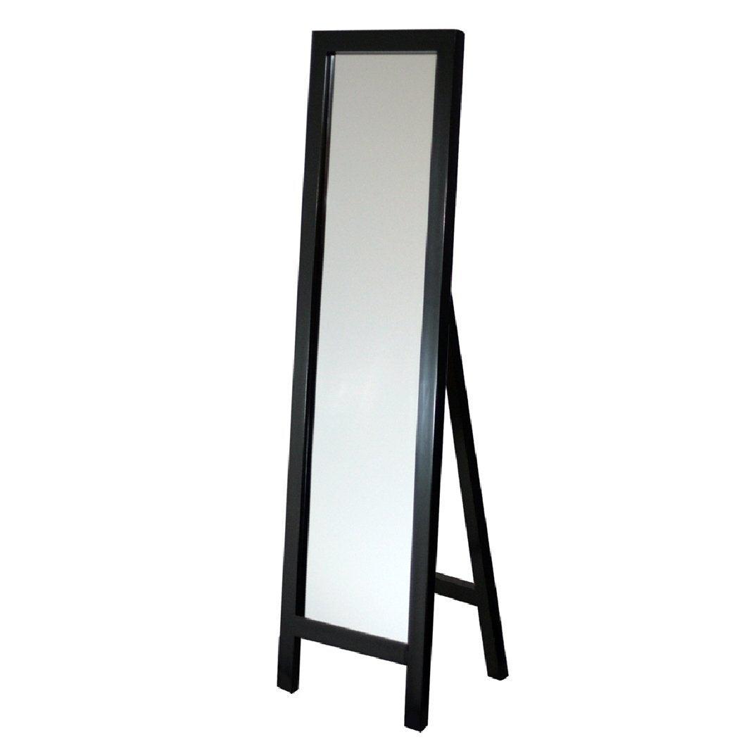 Contemporary Free-standing Floor Mirror in Espresso Wood Finish - PRHOMZ
