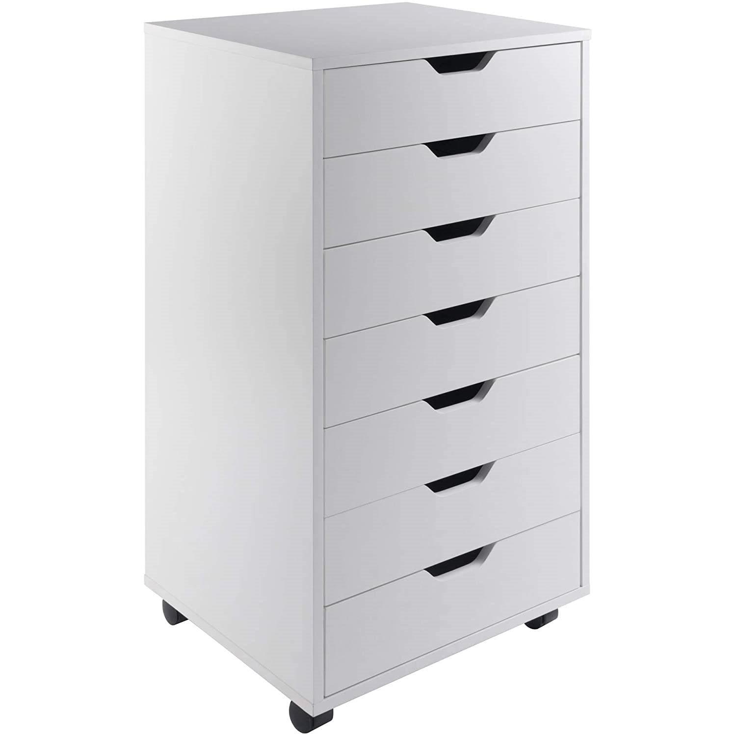 Modern Scandinavian Style 7-Drawer Storage Cabinet Chest in White Finish - PRHOMZ
