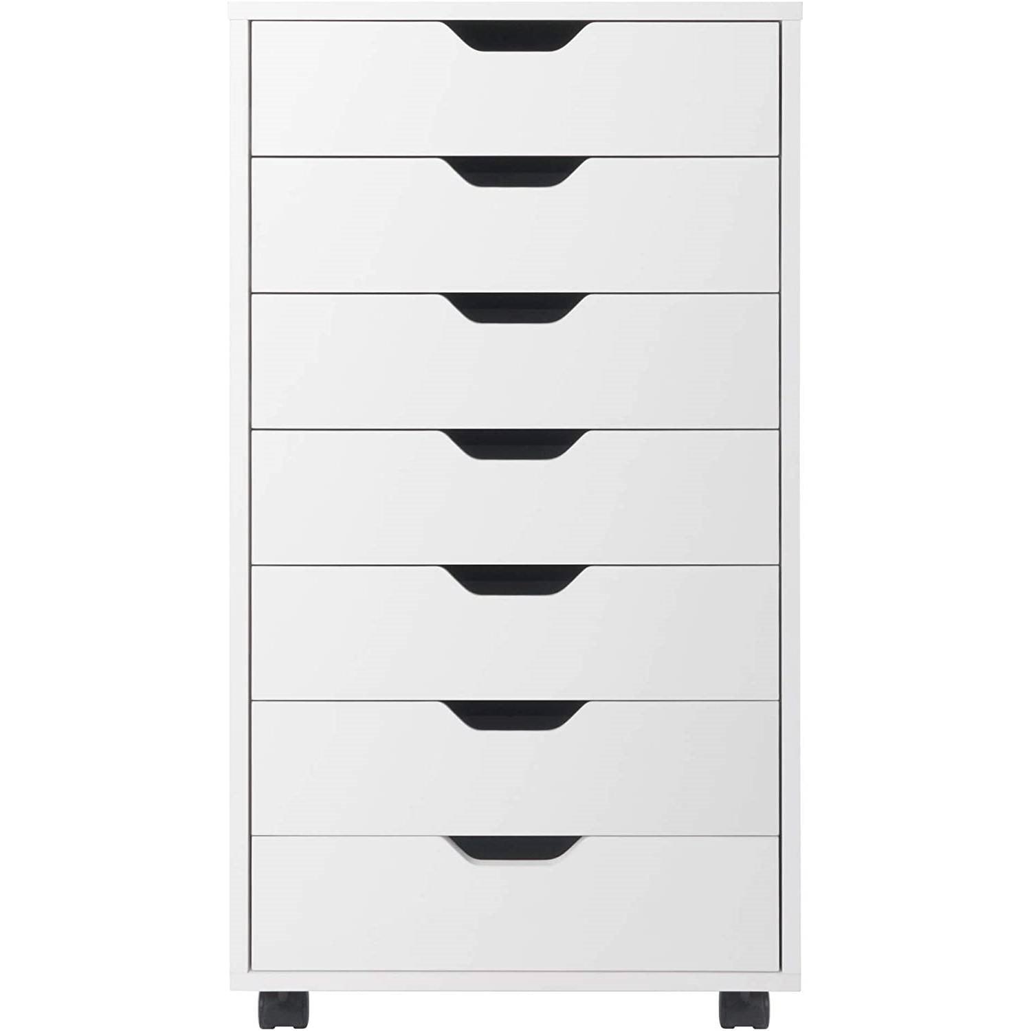 Modern Scandinavian Style 7-Drawer Storage Cabinet Chest in White Finish - PRHOMZ