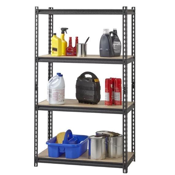 Heavy Duty 4-Shelf Black Storage Rack Shelving Unit - PRHOMZ