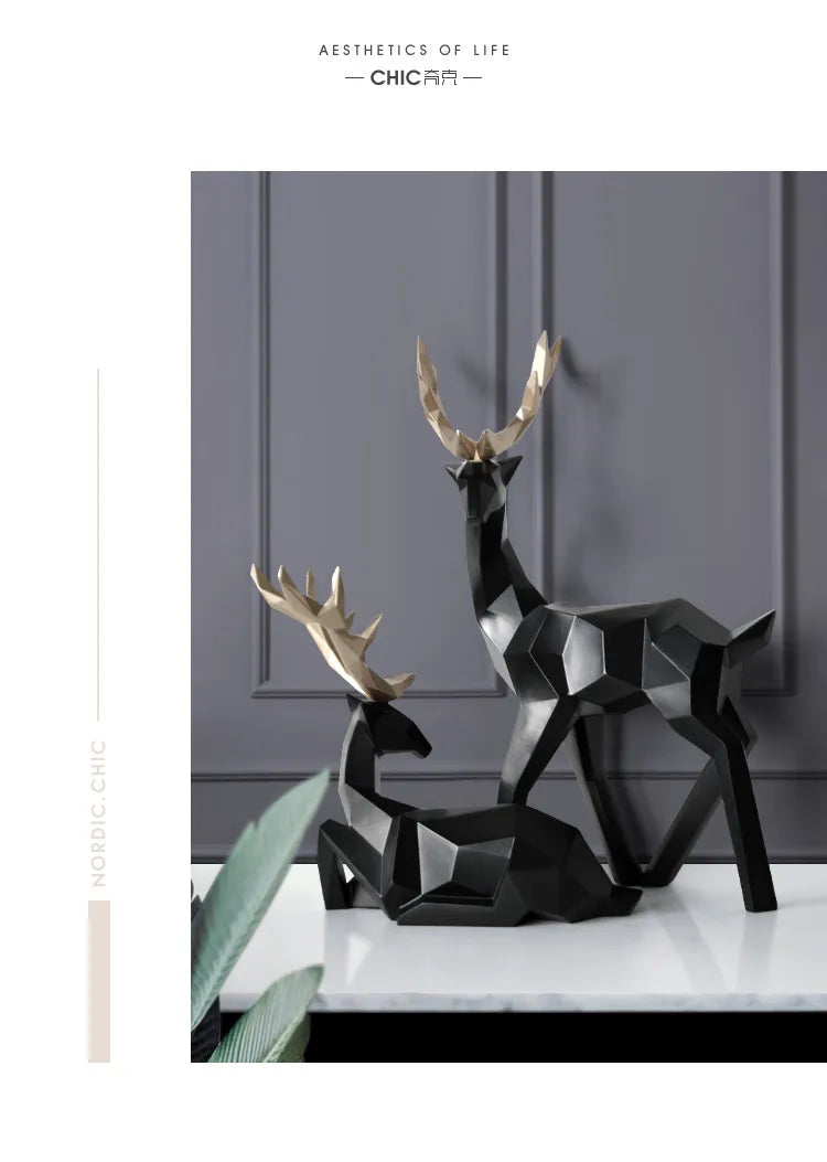 Nordic Elegance: White Resin Deer Statue for Chic Home Decor-4