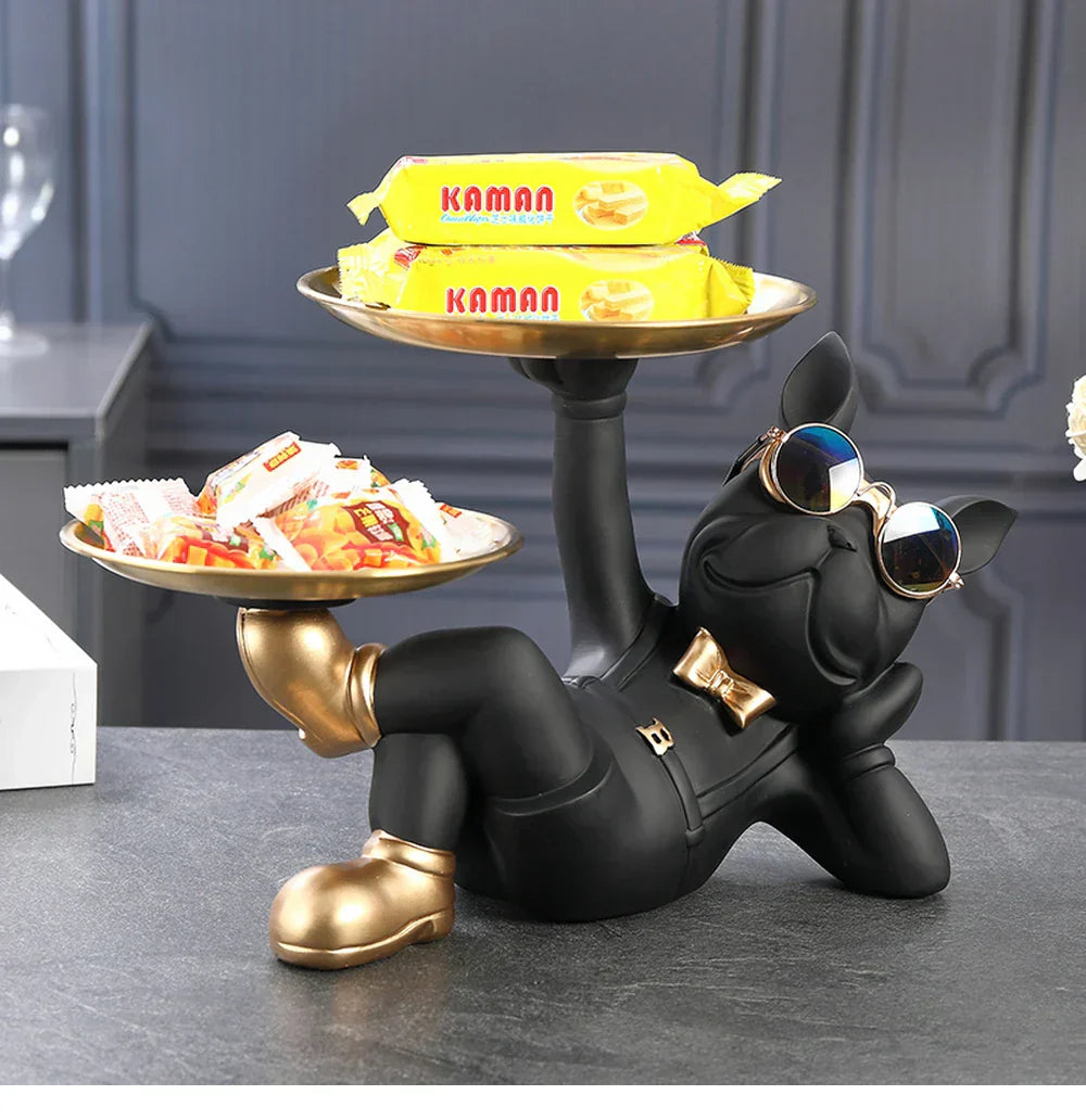 Resin Bulldog Statue - Unique Animal Figurine Sculpture in Black-4